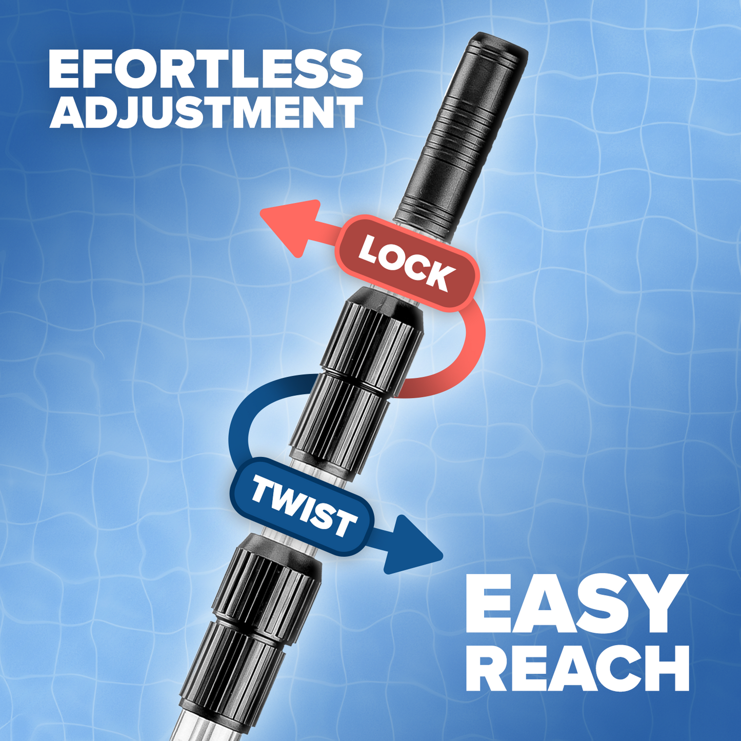 Flat Skimmer with 15 Feet Telescopic Pool Pole