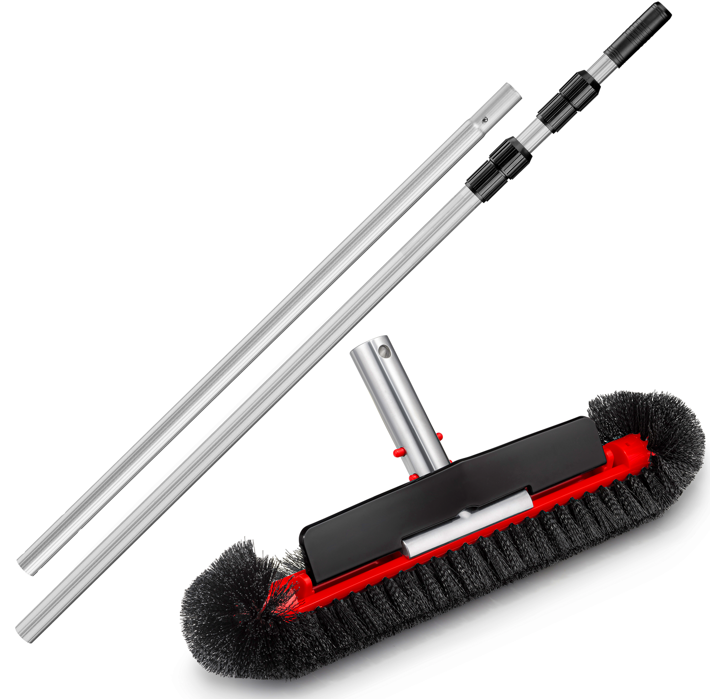 Pool Brush Head with 15 Feet Telescopic Pole