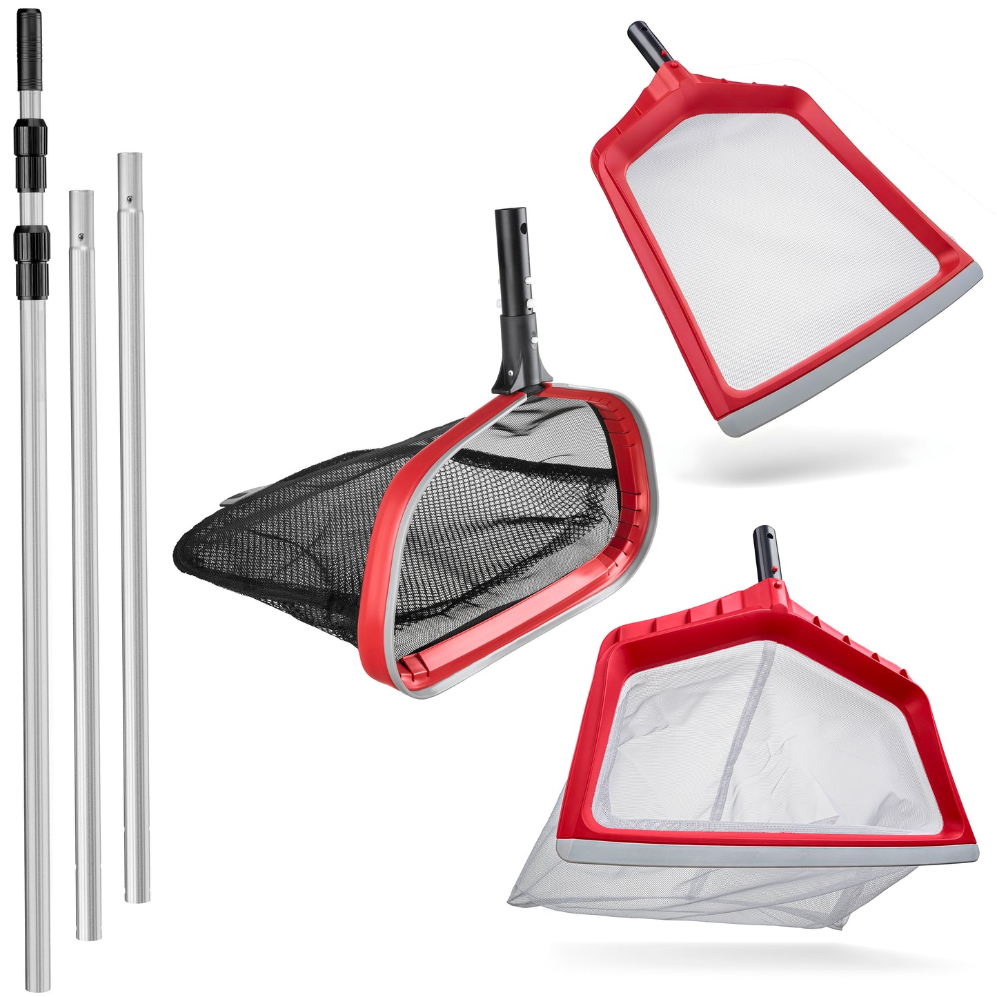 3-Piece Rubber Bumper Nets with 13 Feet Telescopic Pool Pole
