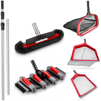 6-Piece Pool Cleaning Kit with 15ft Telescopic Pole, Vacuum Head, Brush, and 3 Rubber Bumper Nets
