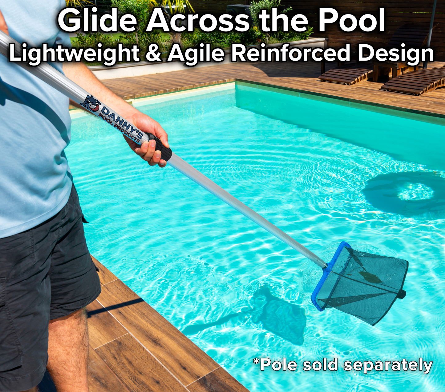 Plastic Frame Pool Net - Heavy Duty Pool Leaf Rake for Inground & Above Ground Pools