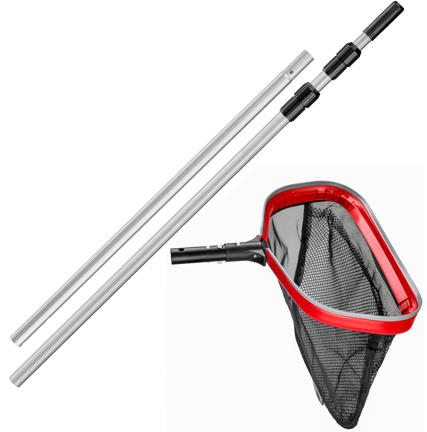 Rubber Edge Double Mesh Pool Net with 15 Feet Telescopic Pole