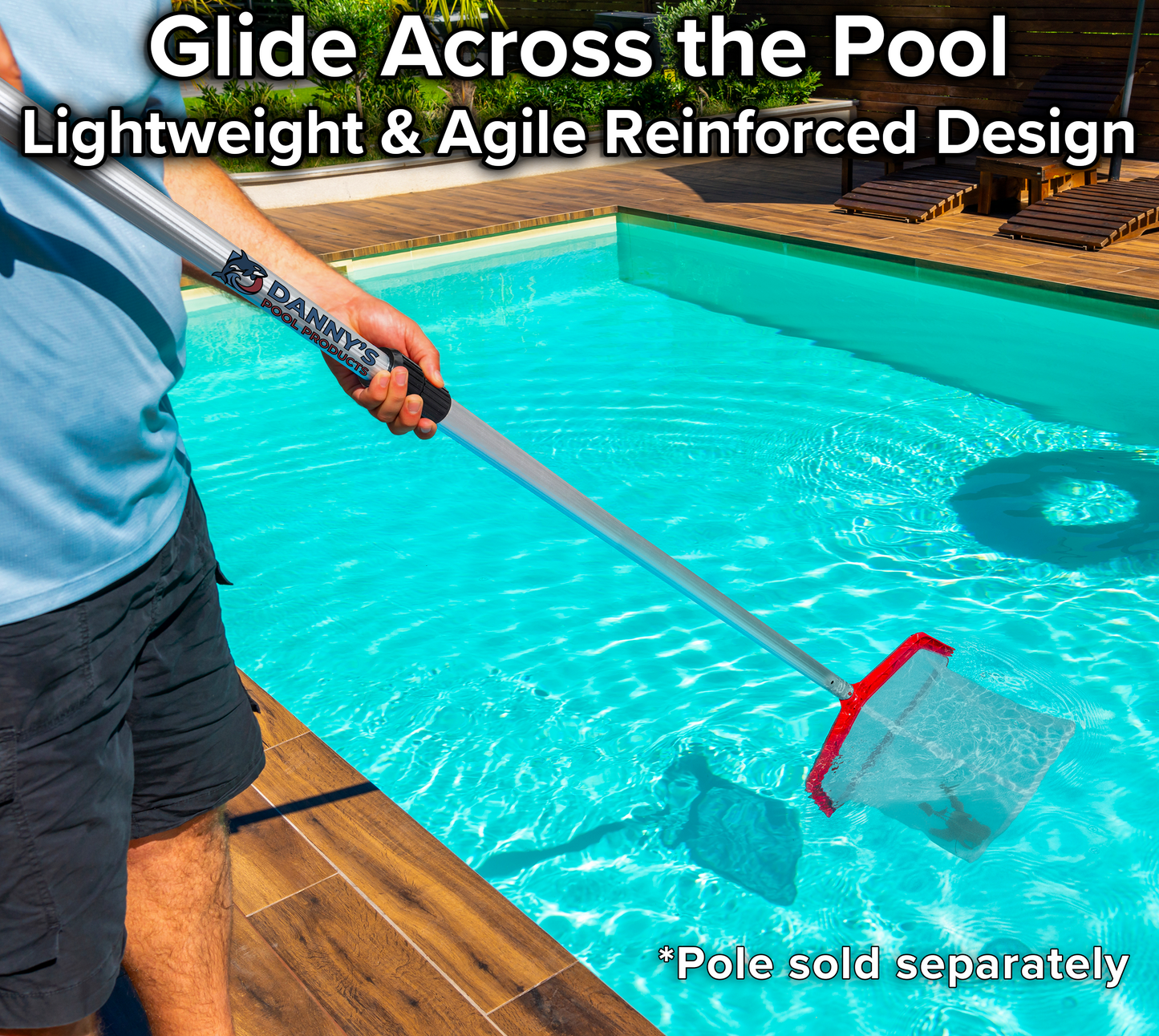 Plastic Frame Pool Net - Heavy Duty Pool Leaf Rake for Inground & Above Ground Pools
