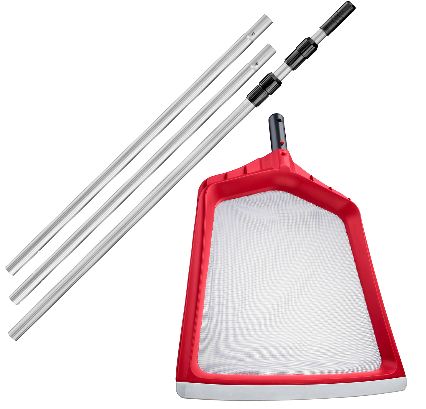 Rubber Edge Flat Skimmer with 13 Feet Telescopic Pool Pole