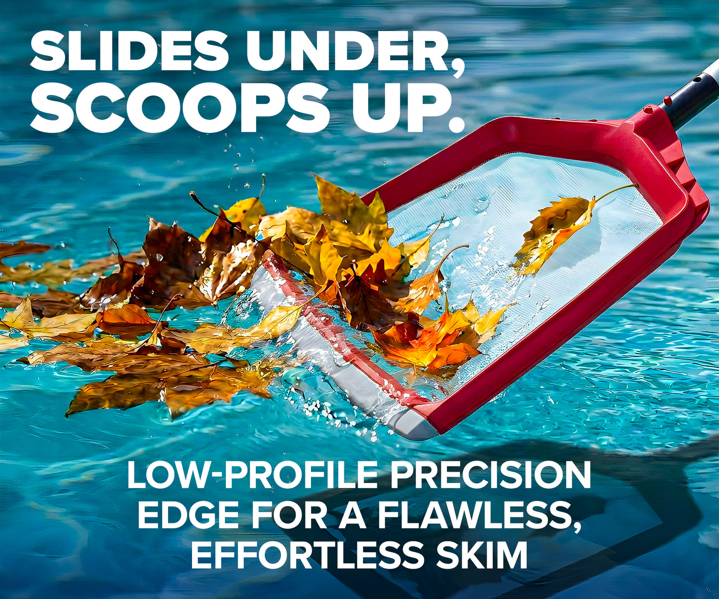 Large Flat Pool Leaf Skimmer Net for Inground & Above Ground Pools - Protective Rubber Edge