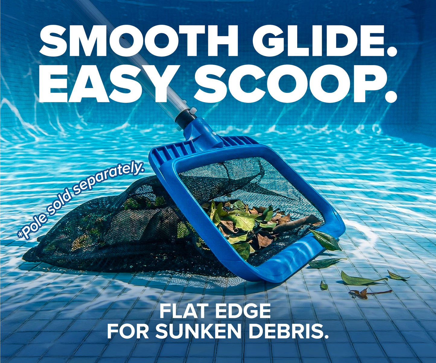 Plastic Frame Pool Net - Heavy Duty Pool Leaf Rake for Inground & Above Ground Pools