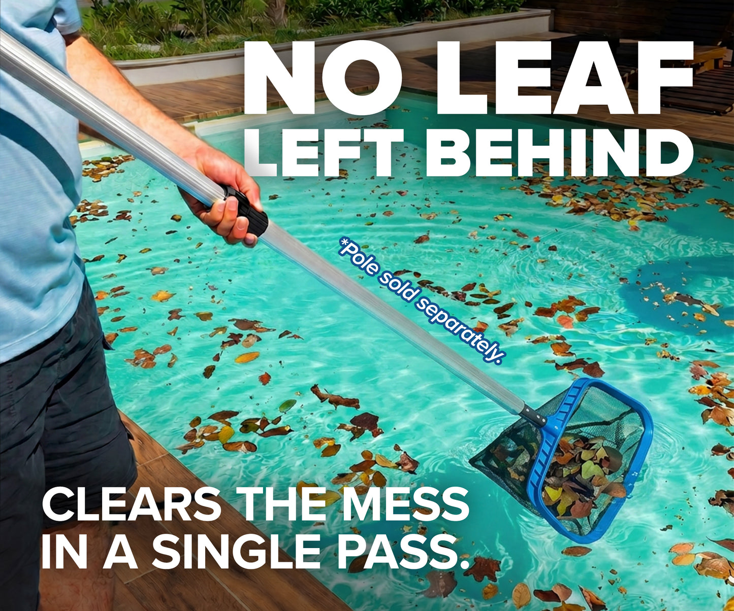 Plastic Frame Pool Net - Heavy Duty Pool Leaf Rake for Inground & Above Ground Pools