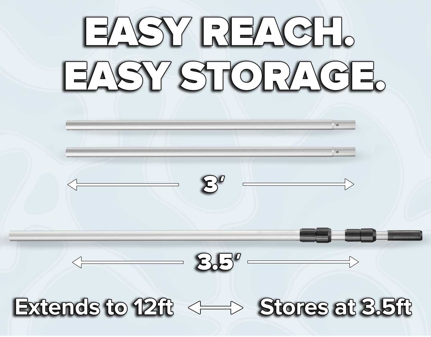 Telescopic Adjustable Aluminum Pool Pole - 12 Feet