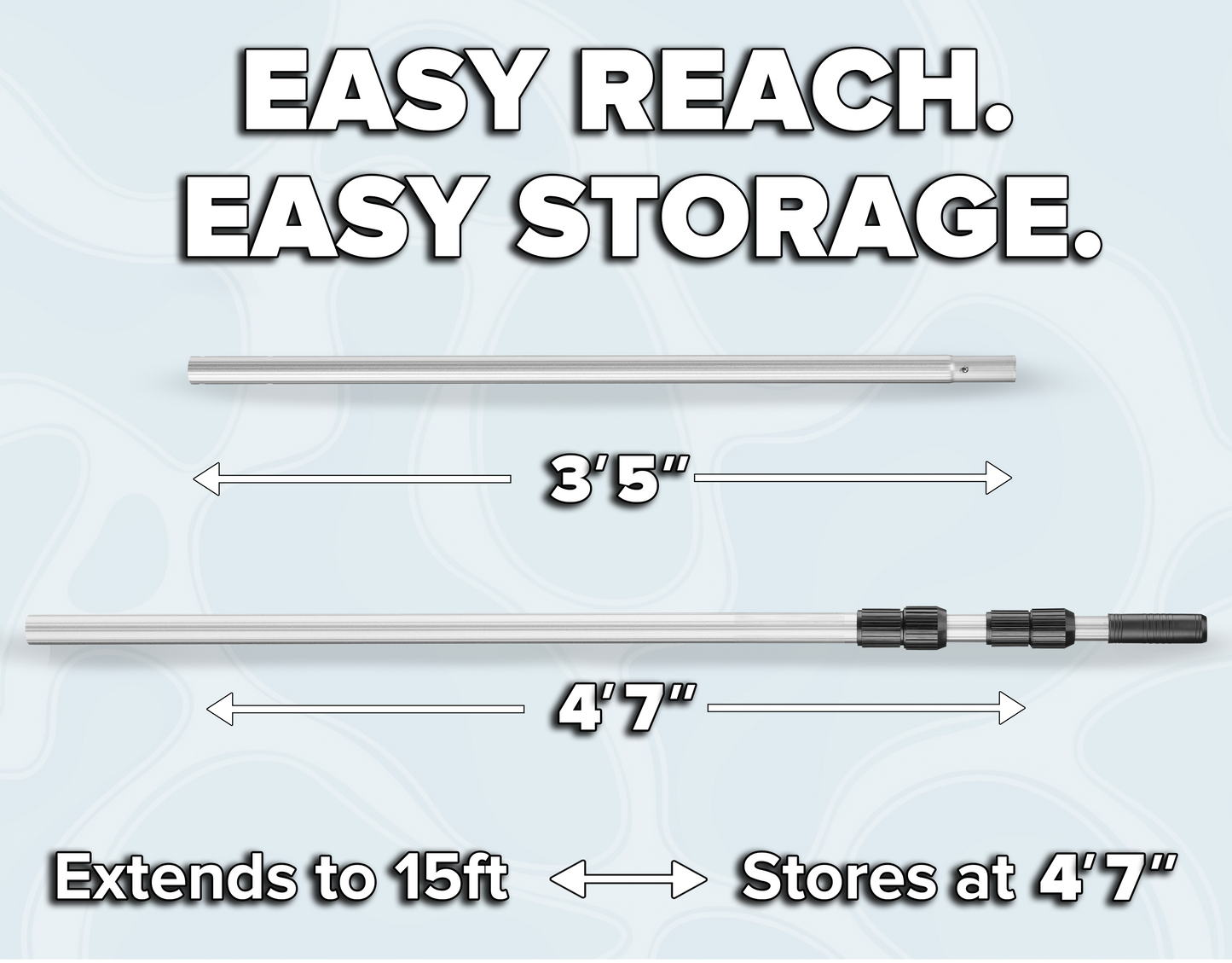 Telescopic Adjustable Aluminum Pool Pole - 15 Feet