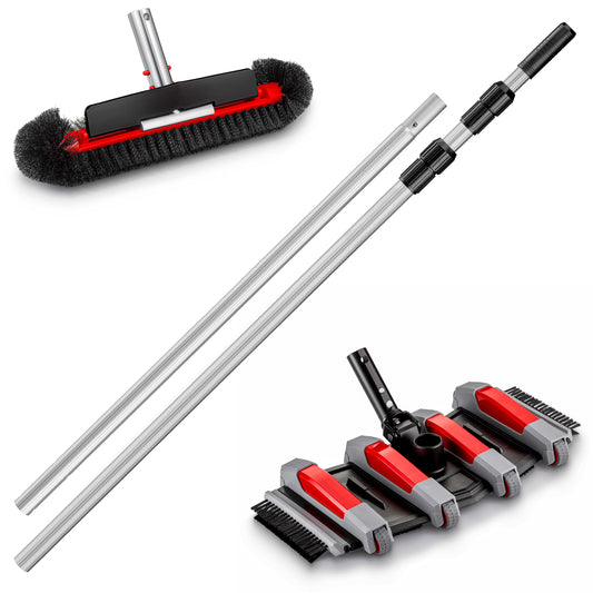 Pool Vacuum Head and Scrub Brush Set with 15-Foot Telescopic Pole