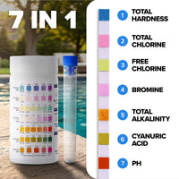Complete Pool Cleaning Kit -  13ft Pole, Vacuum, Brush, 3 Rubber Edge Nets, Water Testing Strips