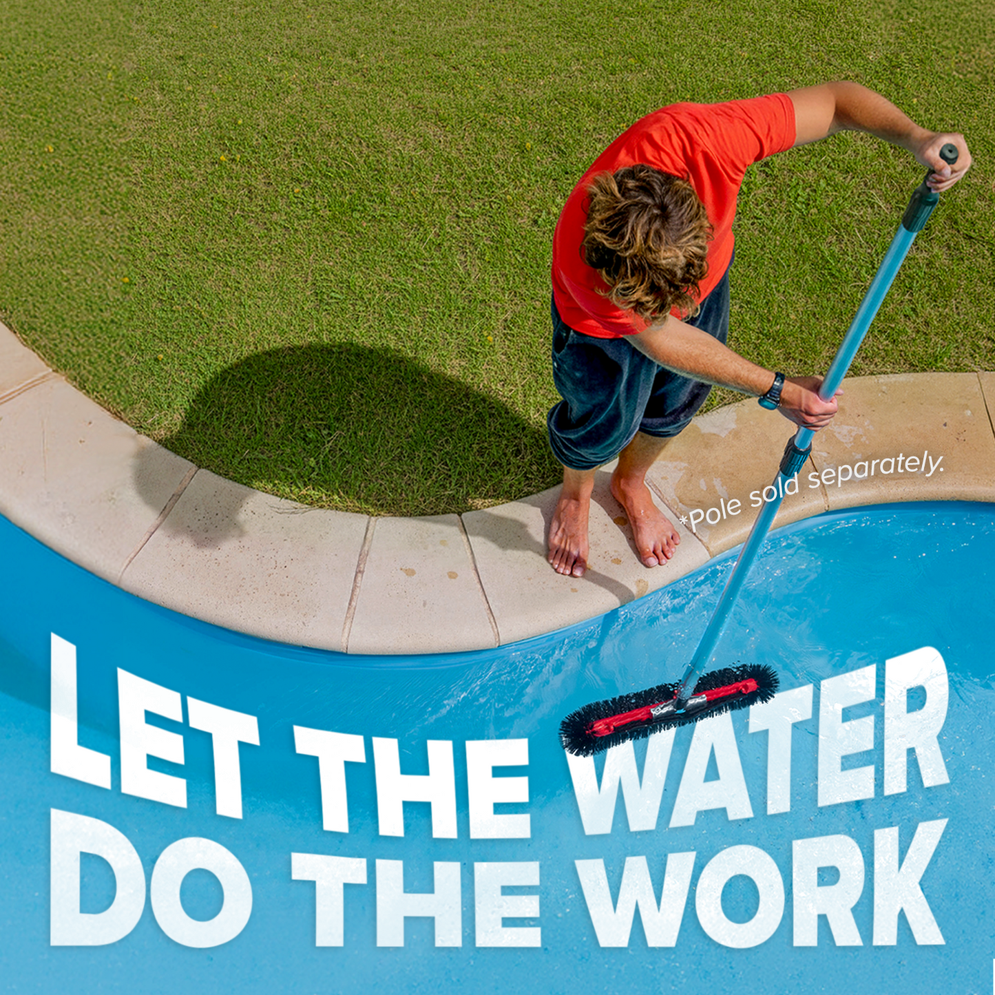 Pool Vacuum Head and Scrub Brush Set with 15-Foot Telescopic Pole