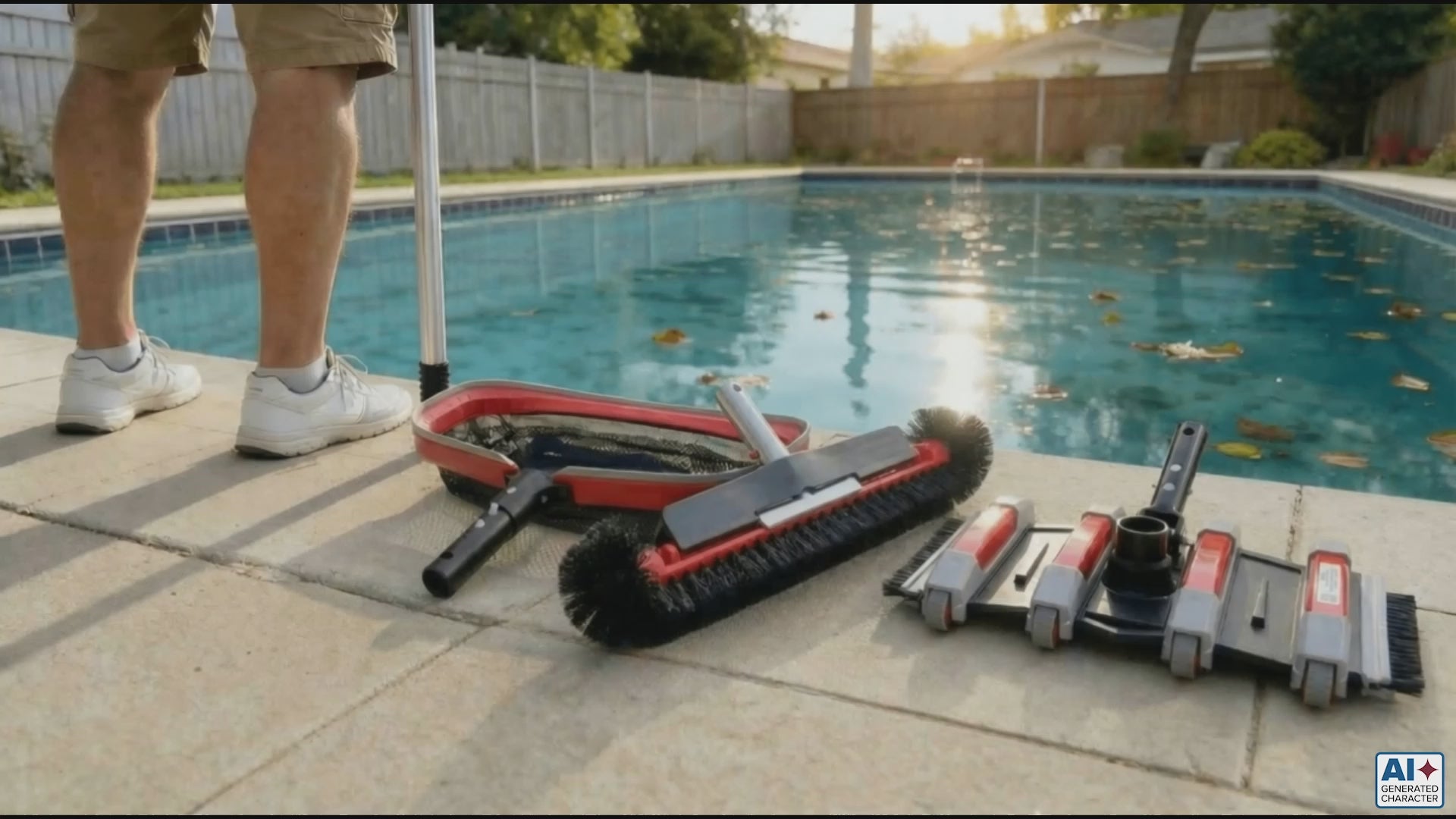 Load video: Danny’s Pool Products offers the ultimate professional-grade setups for residential pools by combining their commercial-grade aluminum poles with highly efficient attachments like the 17" Aluminum Frame Net and Brush Head with Fin. These tools are engineered to fit together seamlessly, giving homeowners a complete, long-lasting maintenance system.